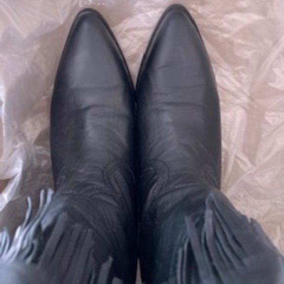 ⭐️ Host Pick ⭐️ Vintage Acme Miss Rodeo USA - Black Fringe Cowgirl Boots-Sz 6.5M - Picture 8 of 16